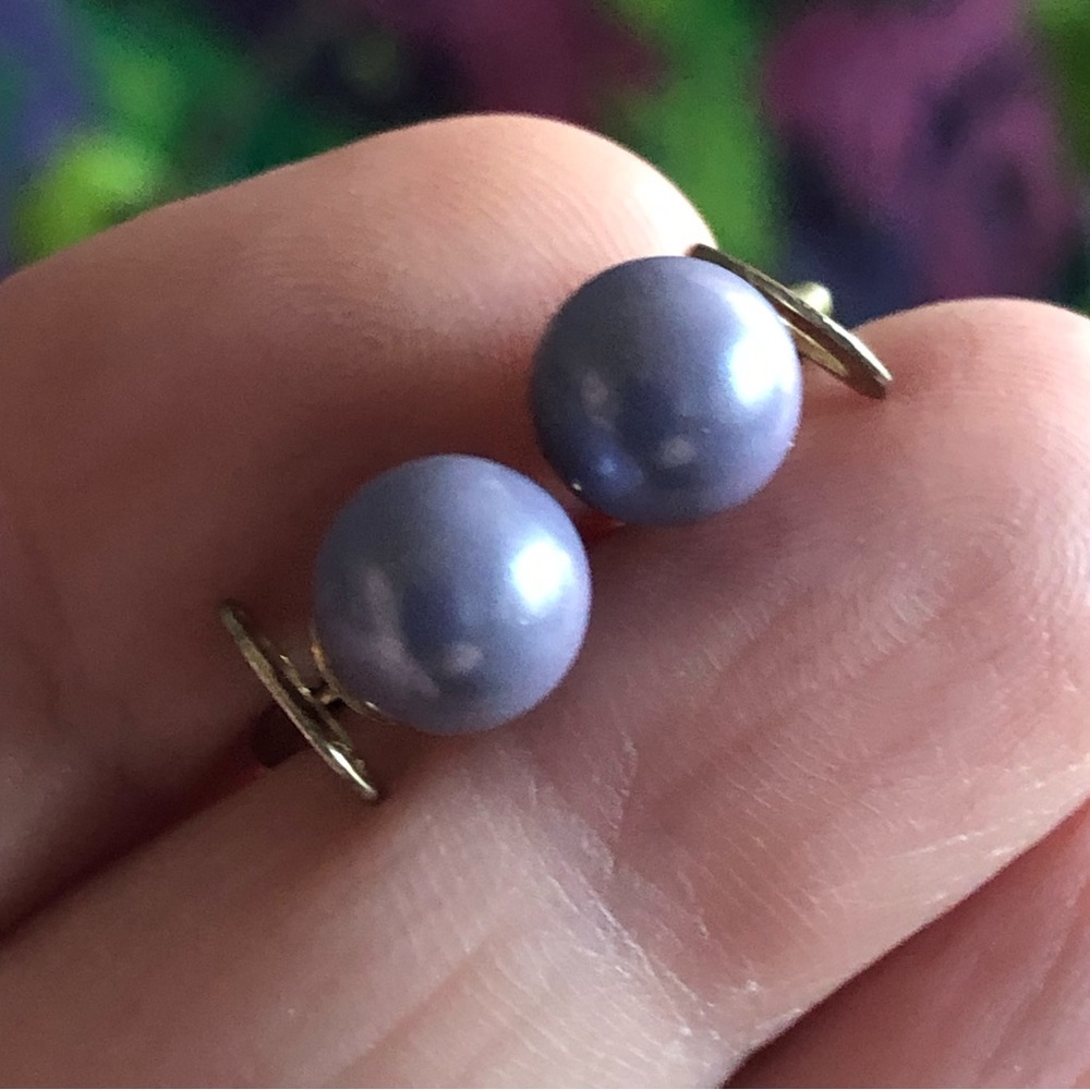 Vintage lilac faux Pearl dainty minimalist clip on earrings